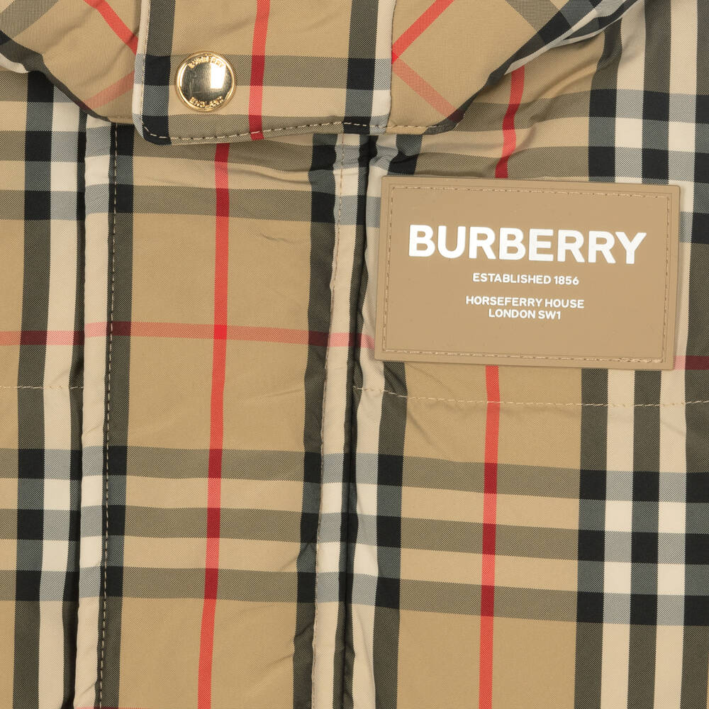 Burberry-Teen Boys Beige Puffer Coat | Childrensalon