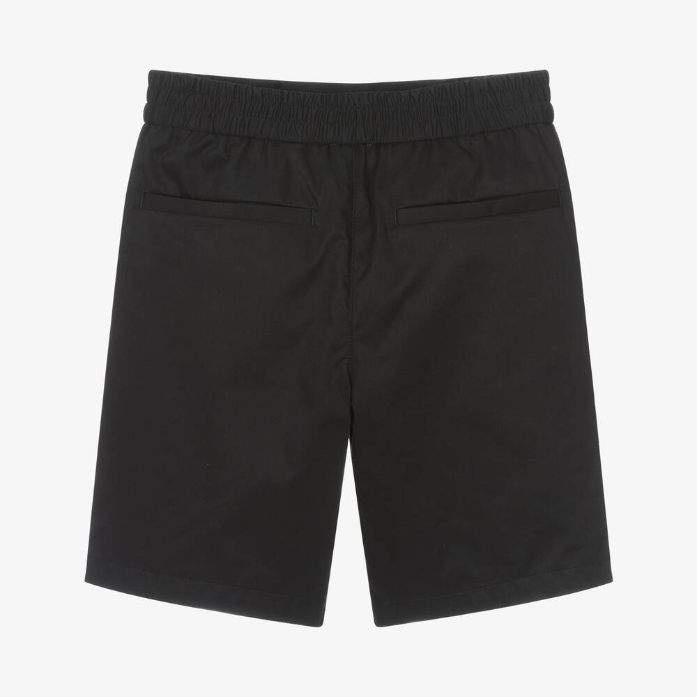 Burberry-Teen Boys Black Cotton EKD Shorts | Childrensalon