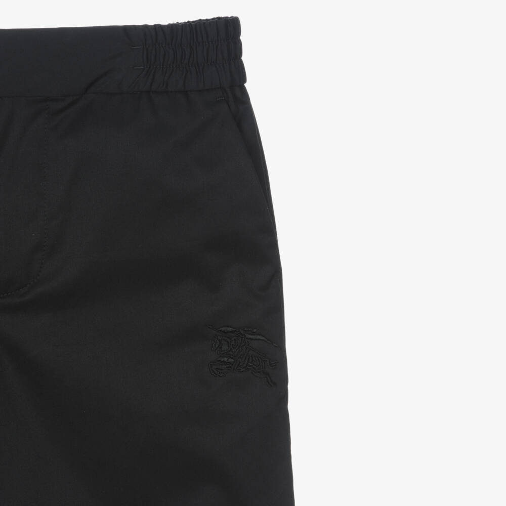 Burberry-Teen Boys Black Cotton EKD Shorts | Childrensalon