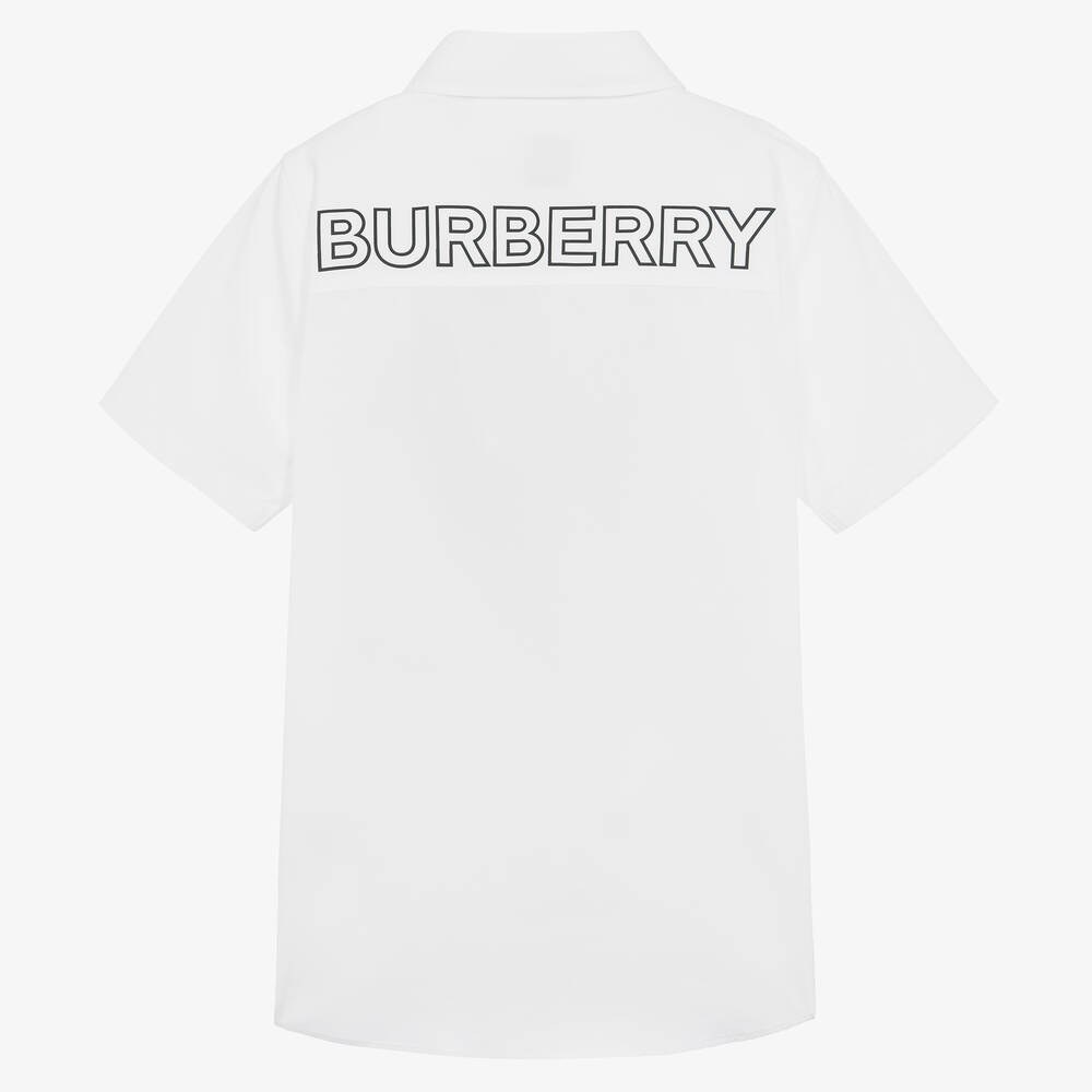 Burberry-Teen Boys White Cotton Logo Shirt | Childrensalon