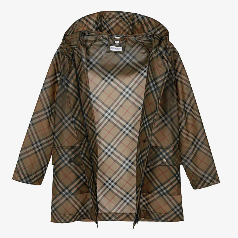 Burberry-Teen Girls Beige Vintage Check Raincoat | Childrensalon