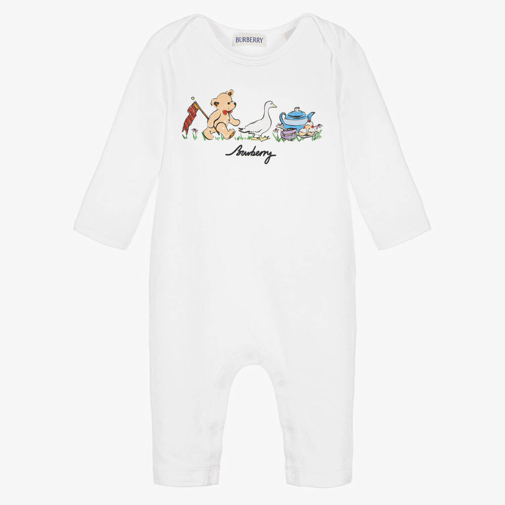 Burberry-Thomas Bear & Friends White Cotton Romper | Childrensalon