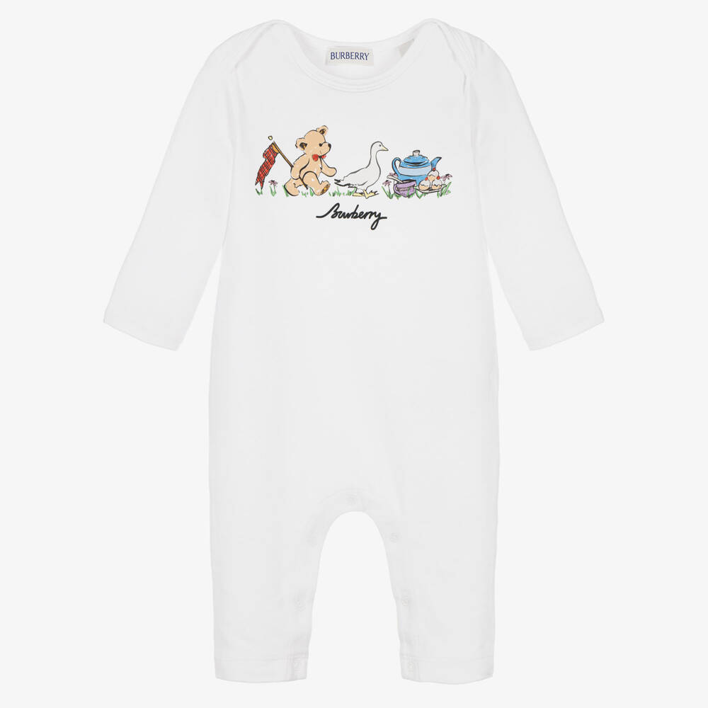 Burberry-Thomas Bear & Friends White Cotton Romper | Childrensalon