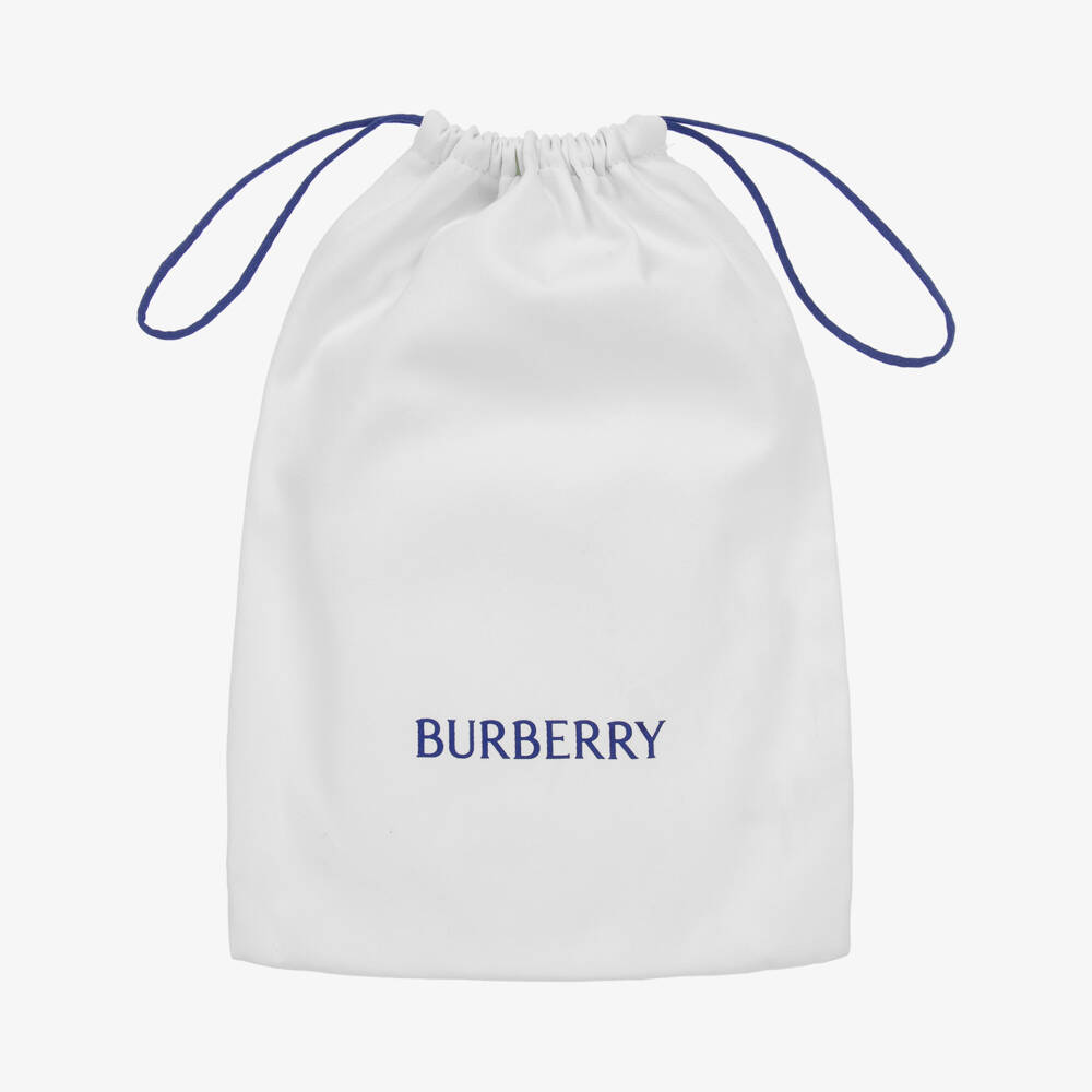 Burberry-Toddler Girls Glossy Black Ballet Flats with Check Trim | Childrensalon
