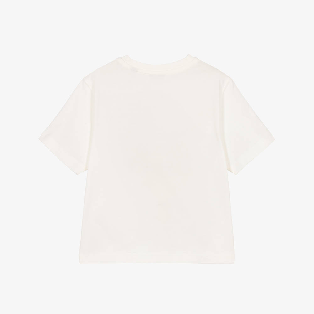 Burberry-White Cotton Jersey T-Shirt with Thomas Bear | Childrensalon