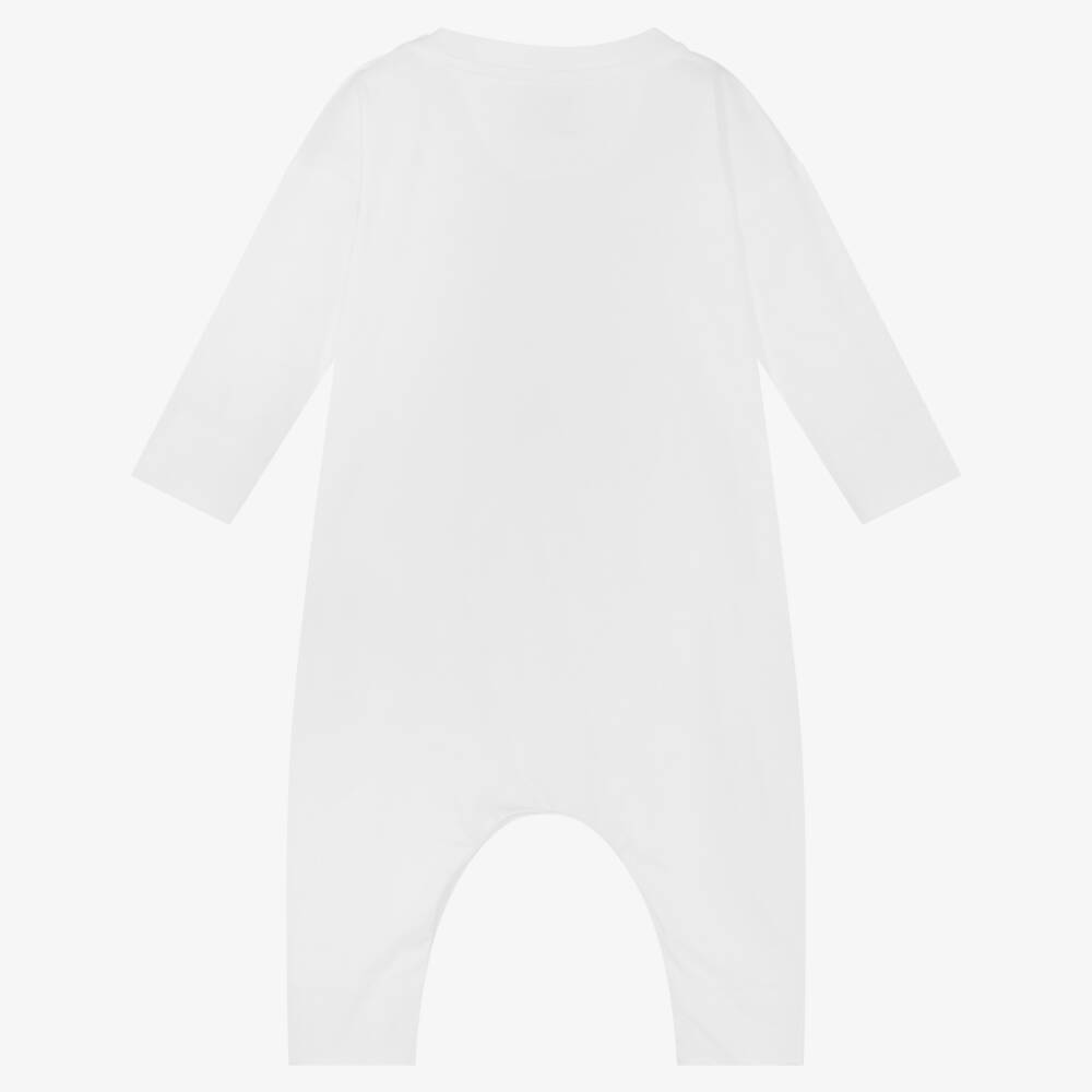 Burberry-White Cotton Logo Romper | Childrensalon