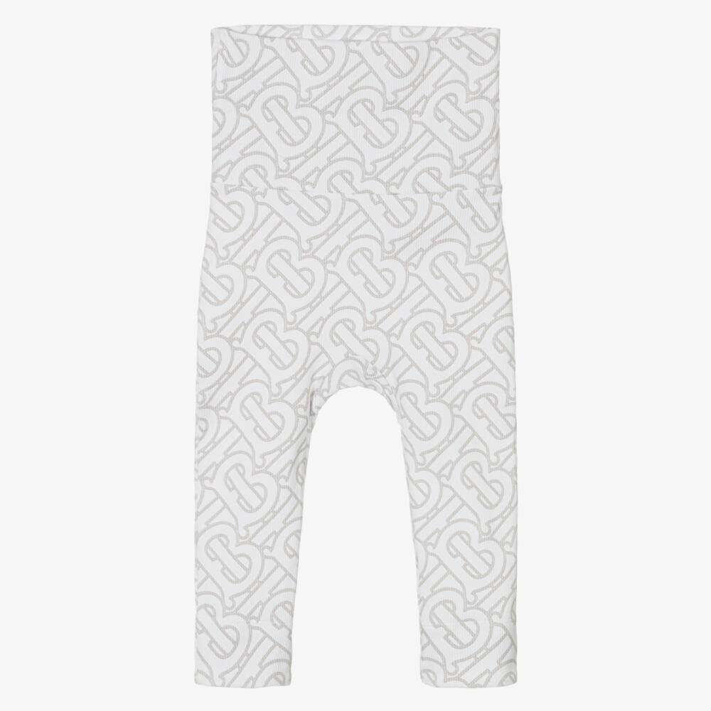 Burberry-White Cotton Monogram Baby Gift Set | Childrensalon