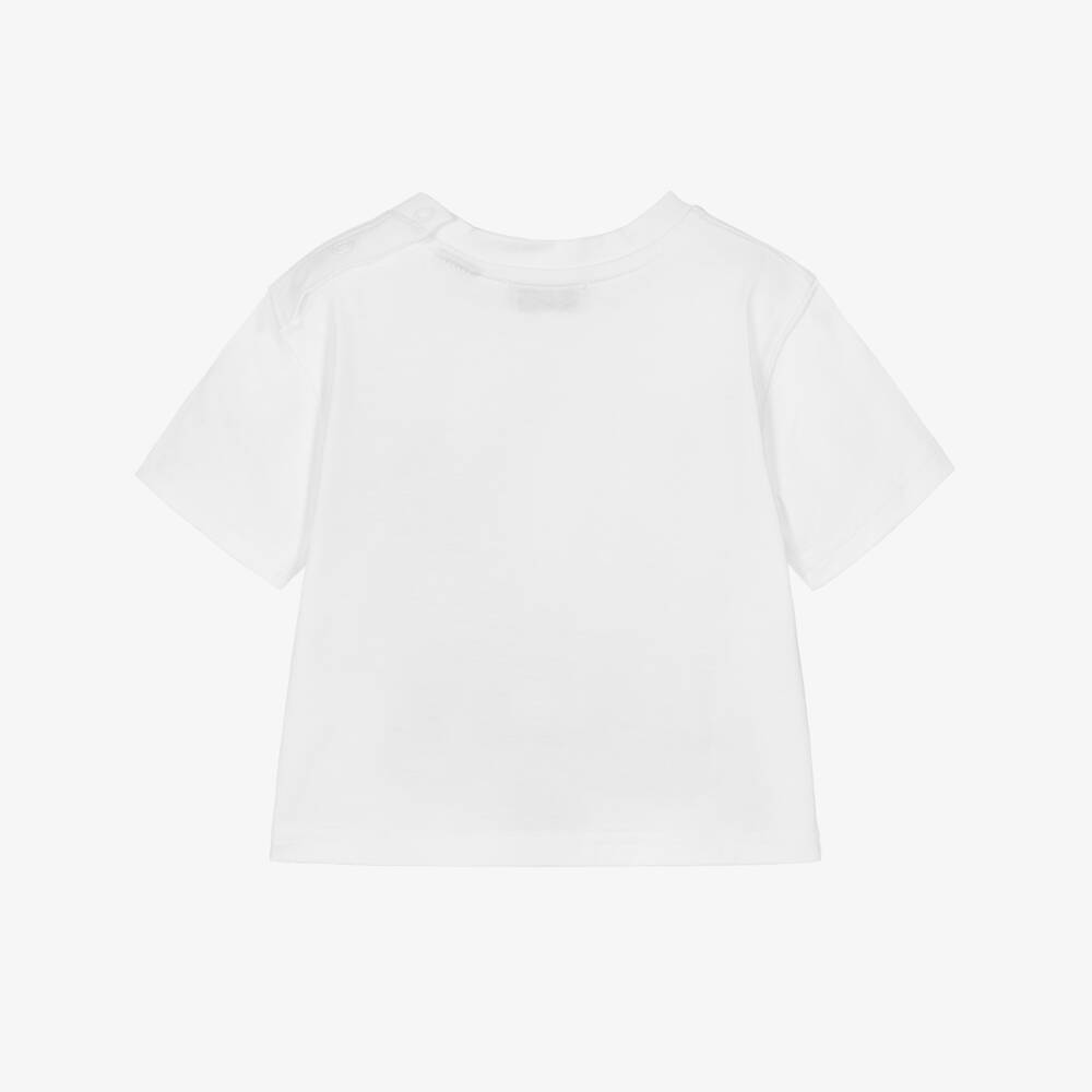 Burberry-White Rainy Day Thomas Bear Baby T-Shirt | Childrensalon