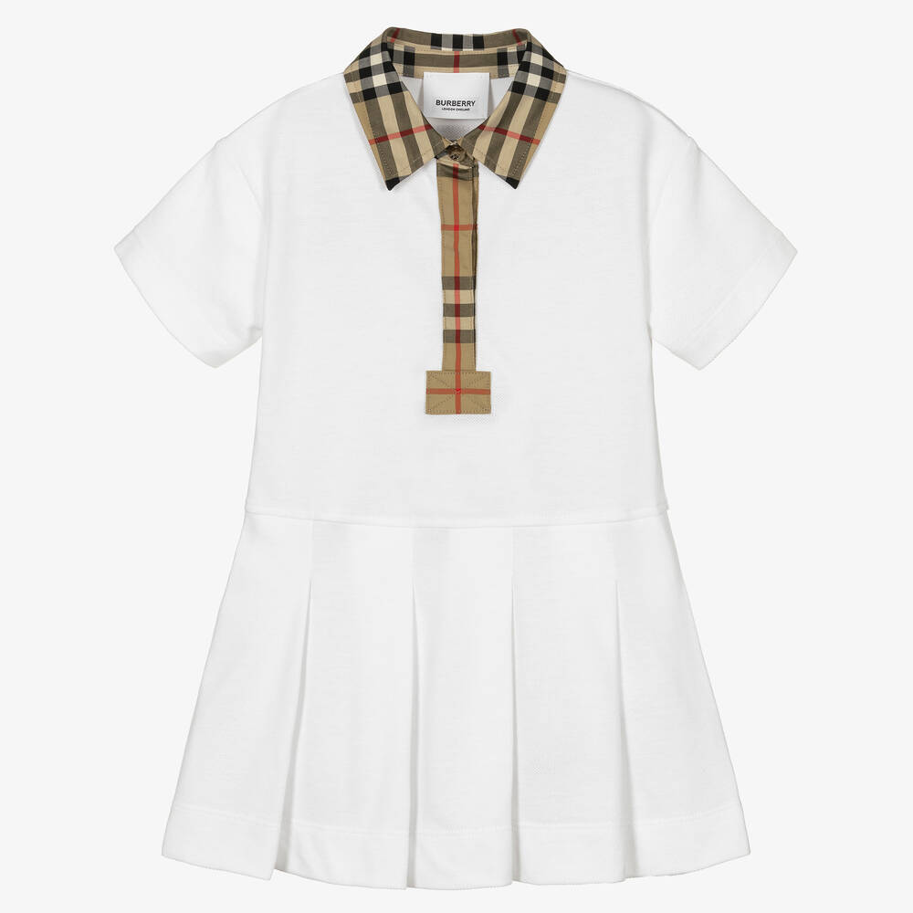 Burberry-White Vintage Check Baby Dress | Childrensalon