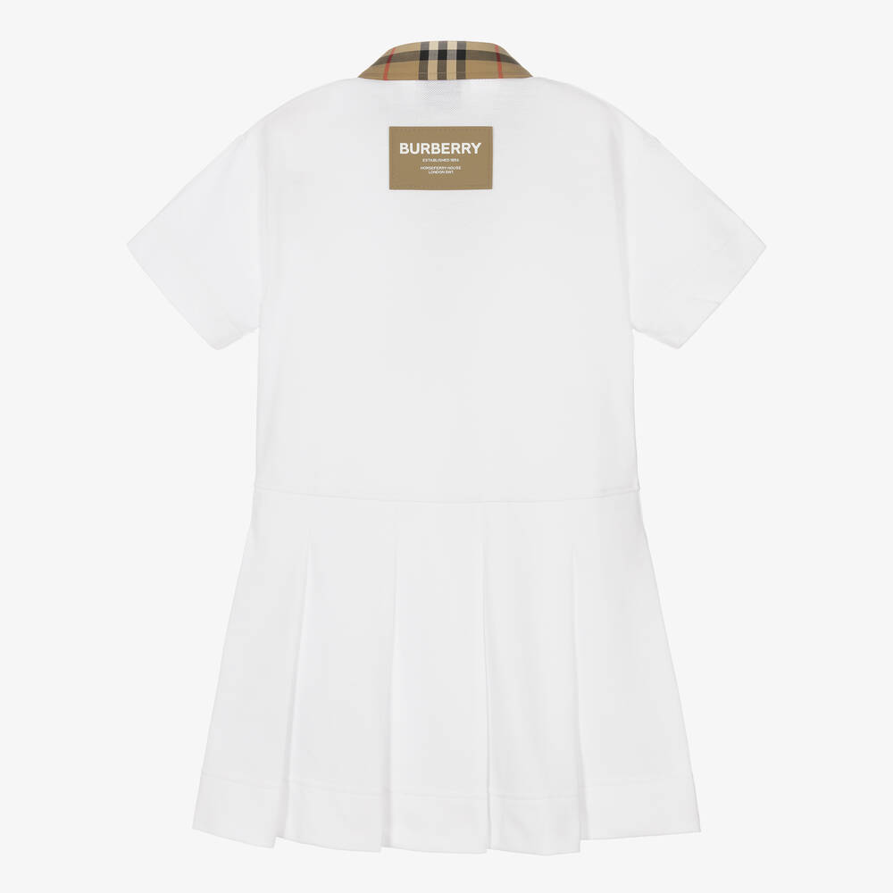 Burberry-White Vintage Check Polo Dress | Childrensalon