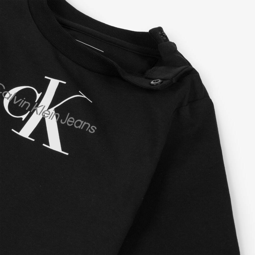 Calvin Klein-Baby Boys Black Cotton Monogram Tracksuit Set | Childrensalon