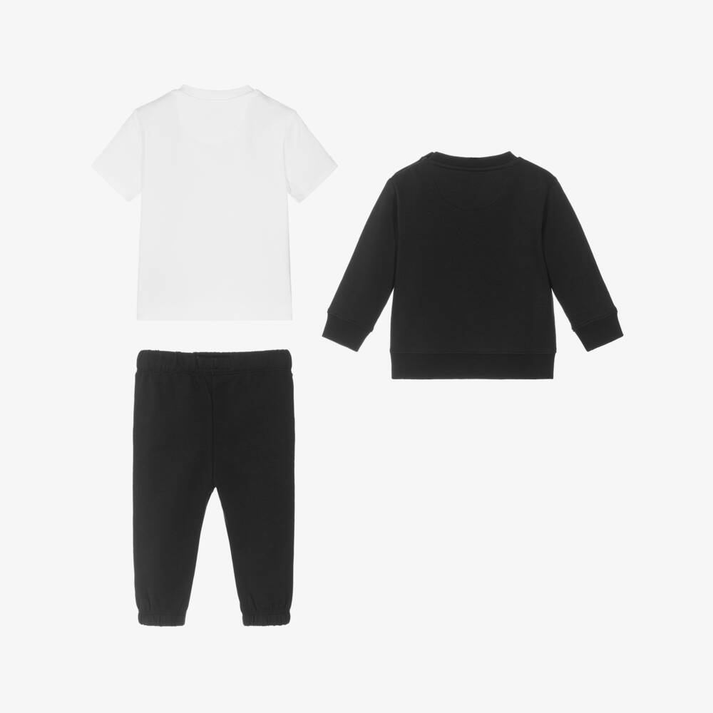 Calvin Klein-Baby Boys Black Cotton Monogram Tracksuit Set | Childrensalon