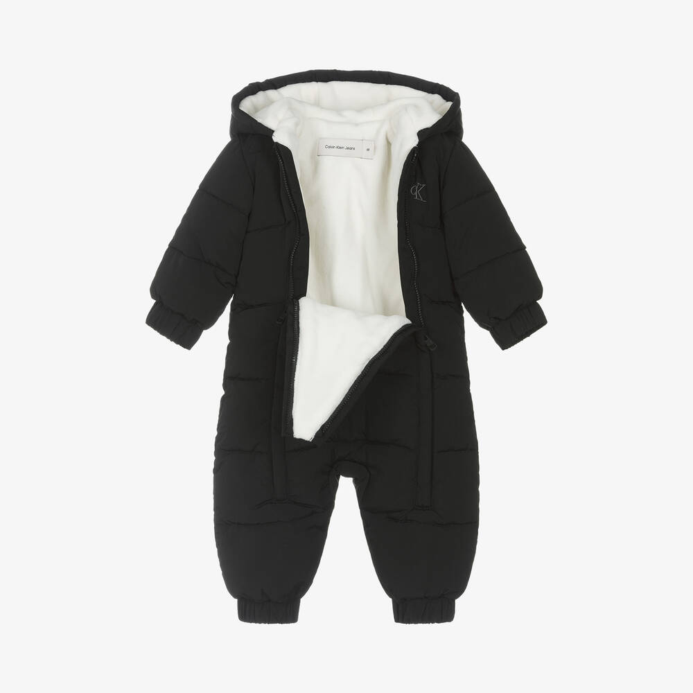 Calvin Klein-Baby Boys Black Monogram Snowsuit | Childrensalon