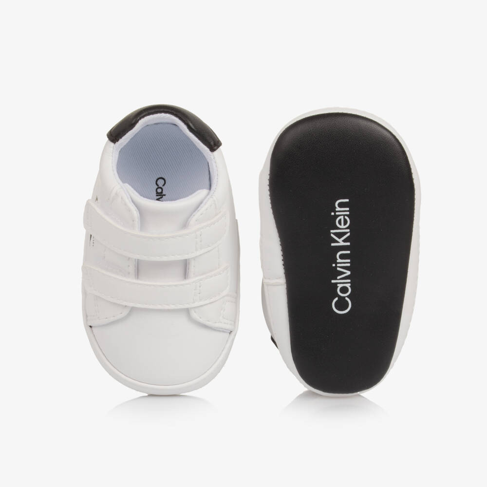 Calvin Klein-Baby Boys White & Black CK Logo Pre-Walkers | Childrensalon