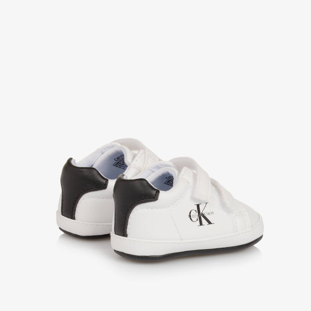 Calvin Klein-Baby Boys White & Black CK Logo Pre-Walkers | Childrensalon