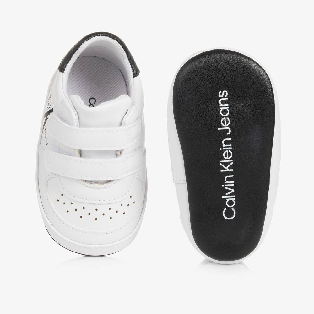 Calvin Klein-Baby Boys White Leather Pre-Walkers | Childrensalon
