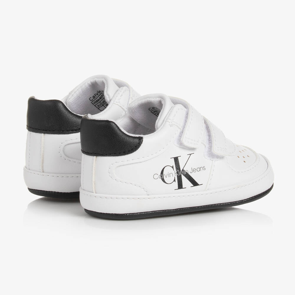 Calvin Klein-Baby Boys White Leather Pre-Walkers | Childrensalon