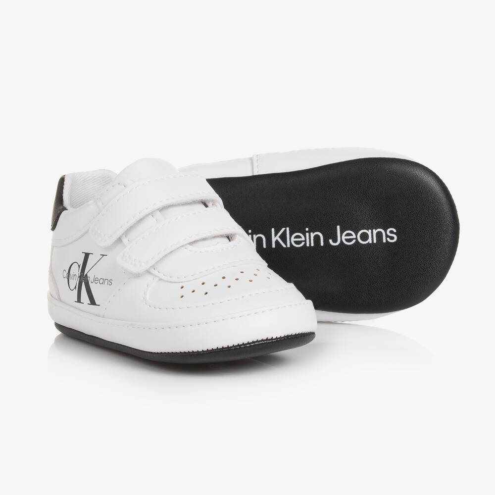 Calvin Klein-Baby Boys White Leather Pre-Walkers | Childrensalon