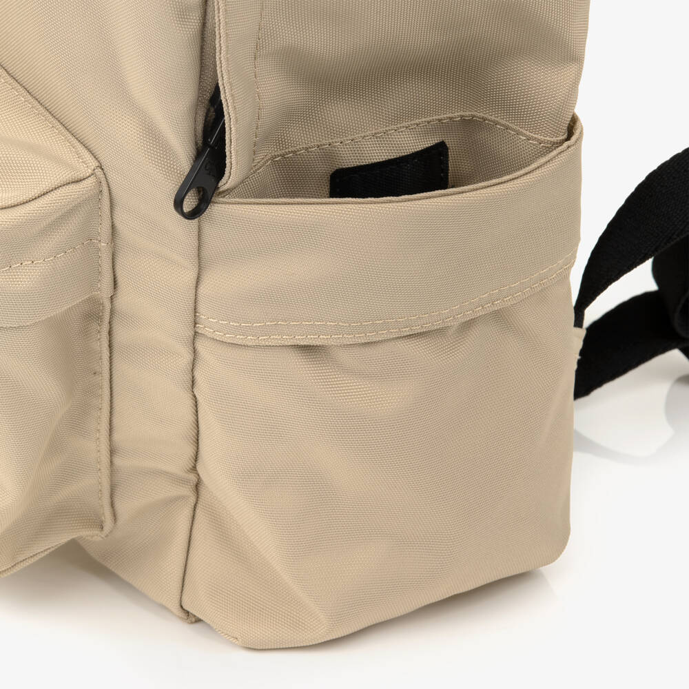 Calvin Klein-Beige Canvas CK Logo Backpack (40cm) | Childrensalon