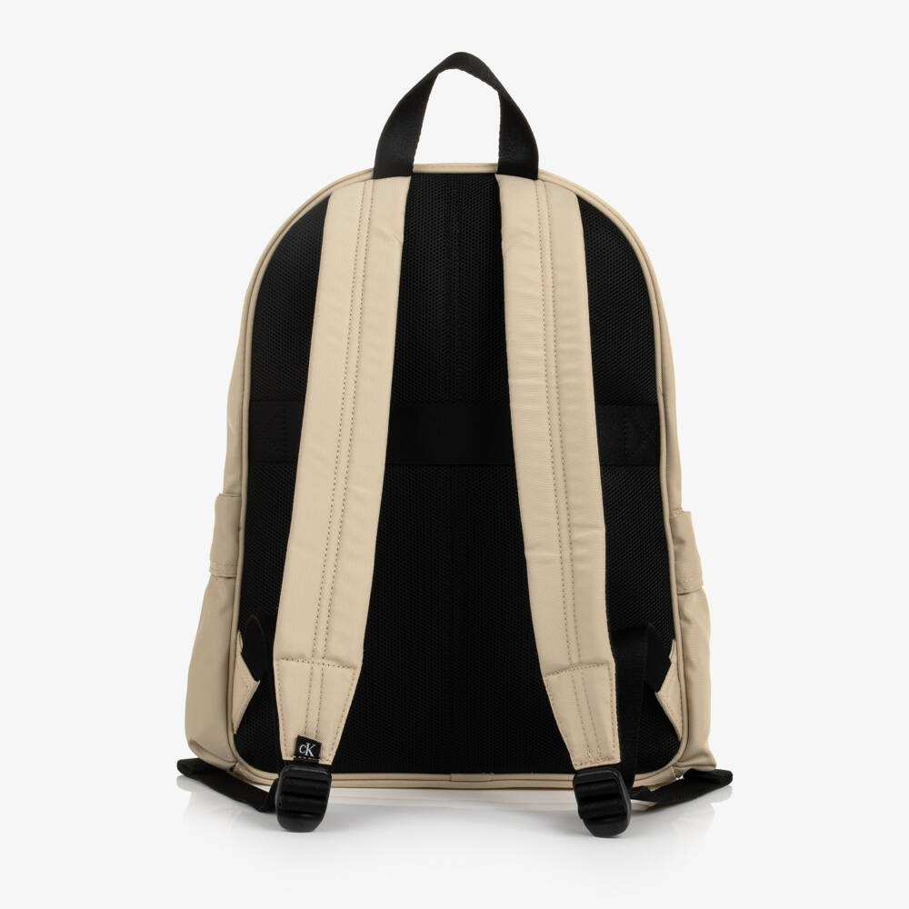 Calvin Klein-Beige Canvas CK Logo Backpack (40cm) | Childrensalon