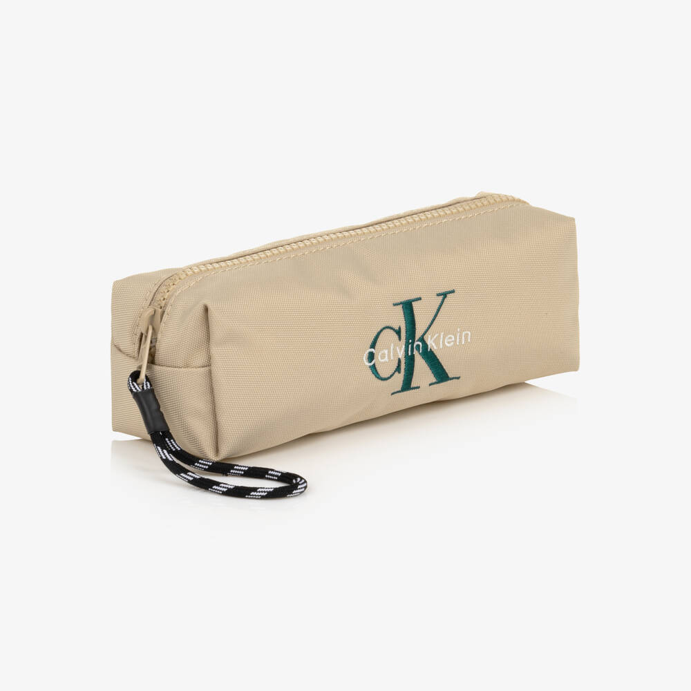 Calvin Klein-Beige CK Logo Pencil Case (20cm) | Childrensalon