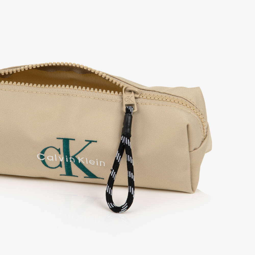 Calvin Klein-Beige CK Logo Pencil Case (20cm) | Childrensalon