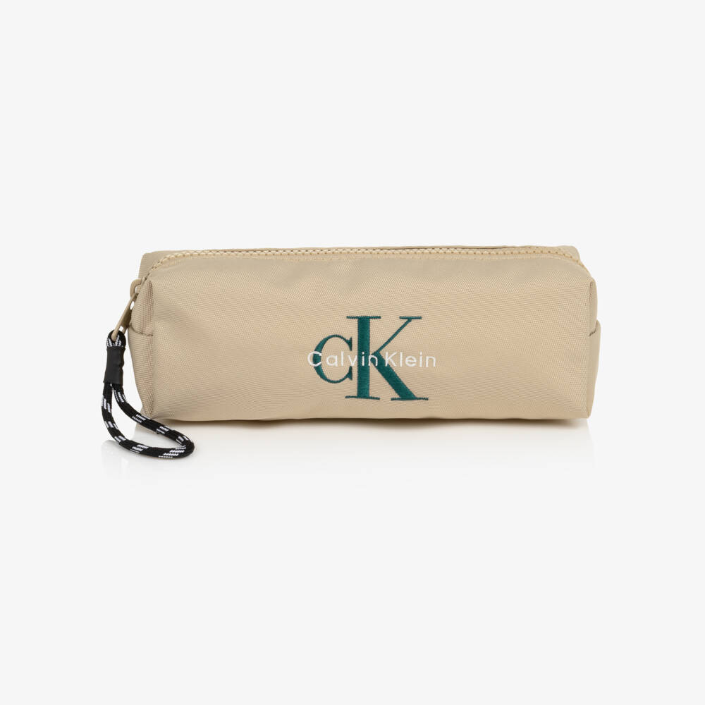 Calvin Klein-Beige CK Logo Pencil Case (20cm) | Childrensalon