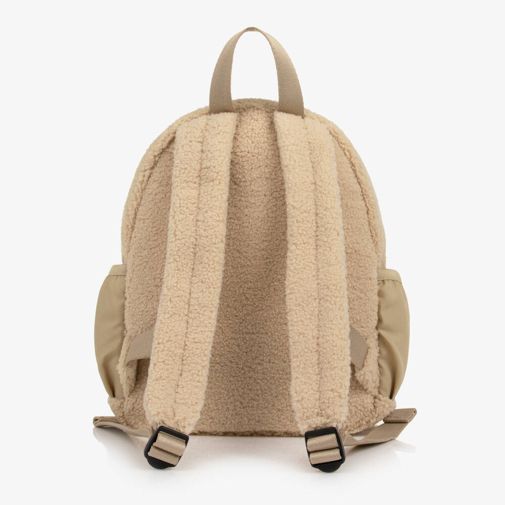 Calvin Klein-Beige Teddy Fleece Backpack (31cm) | Childrensalon