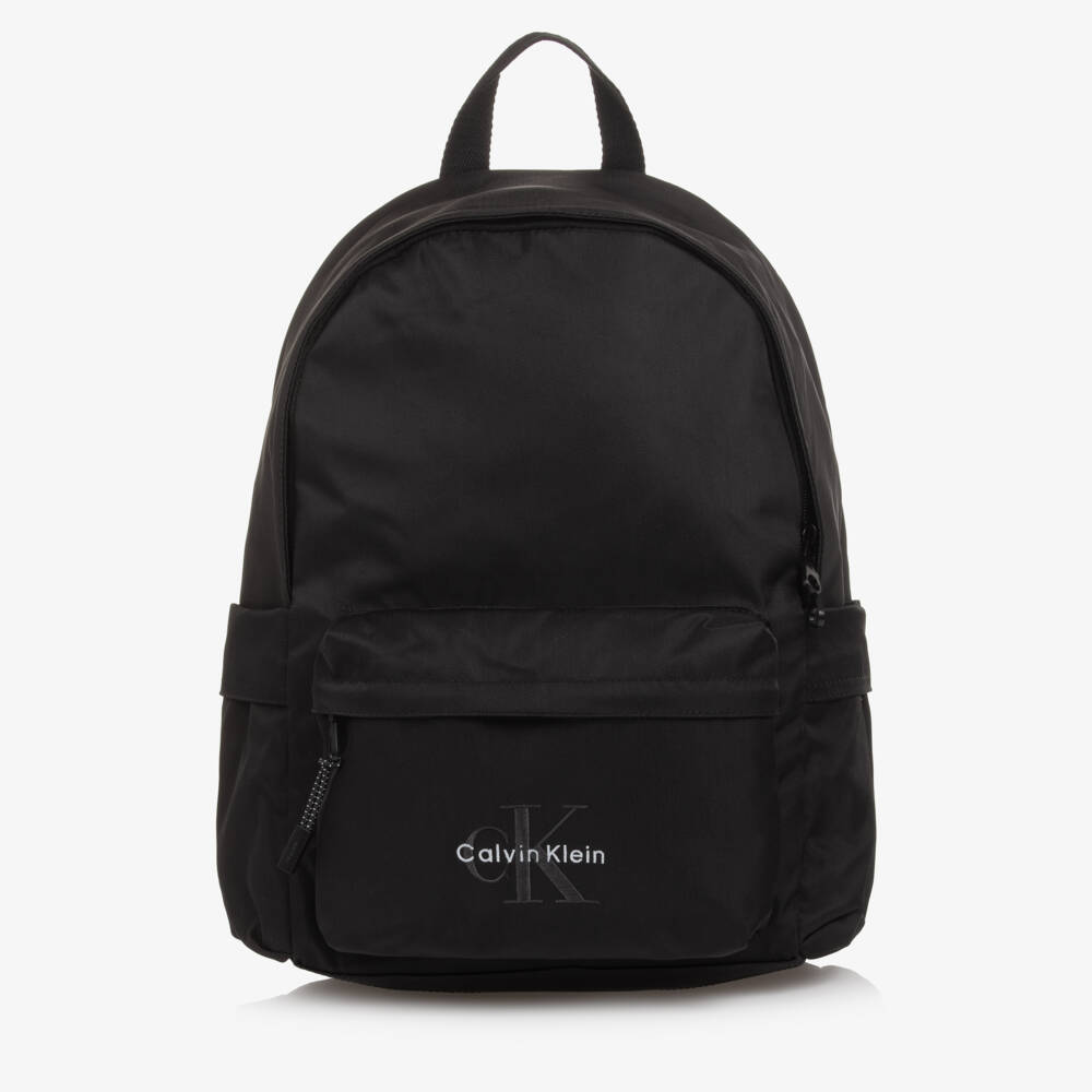 Calvin Klein-Black Canvas Backpack with Embroidered Logo (40cm) | Childrensalon