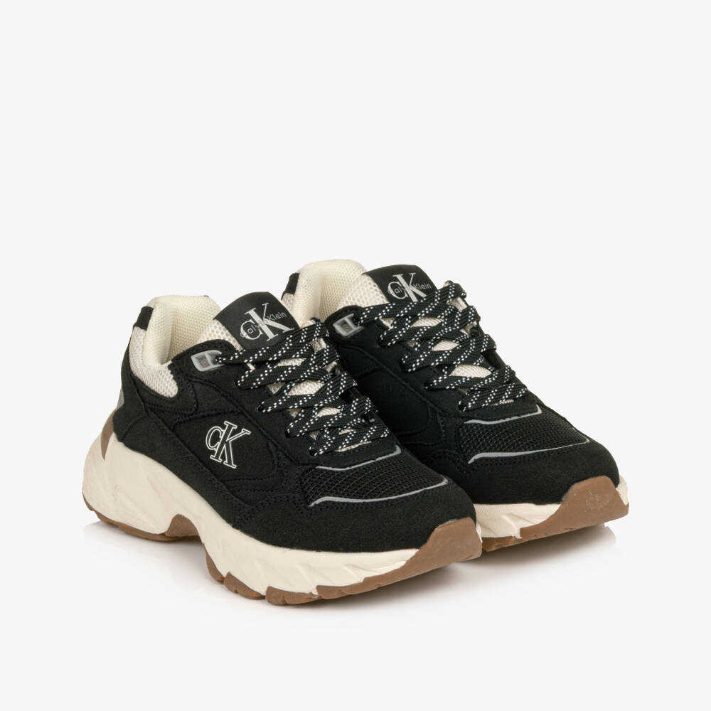 Calvin Klein-Black CK Logo Tennis Trainers  | Childrensalon