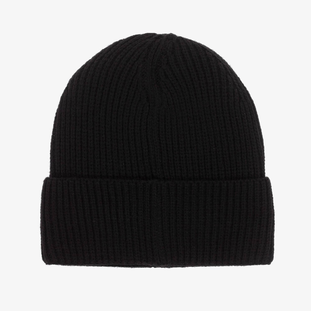 Calvin Klein-Black Knitted Beanie Hat | Childrensalon