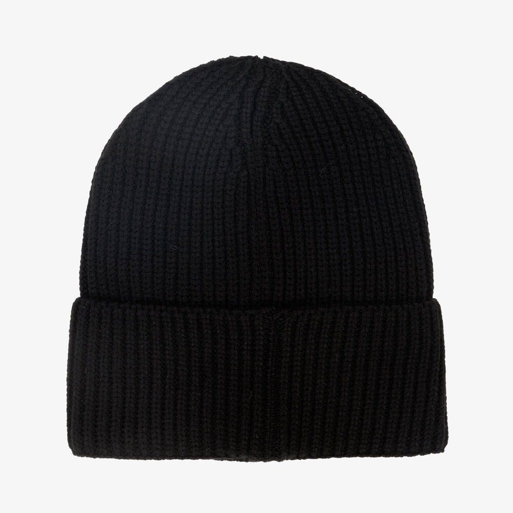 Calvin Klein-Black Knitted Beanie Hat | Childrensalon