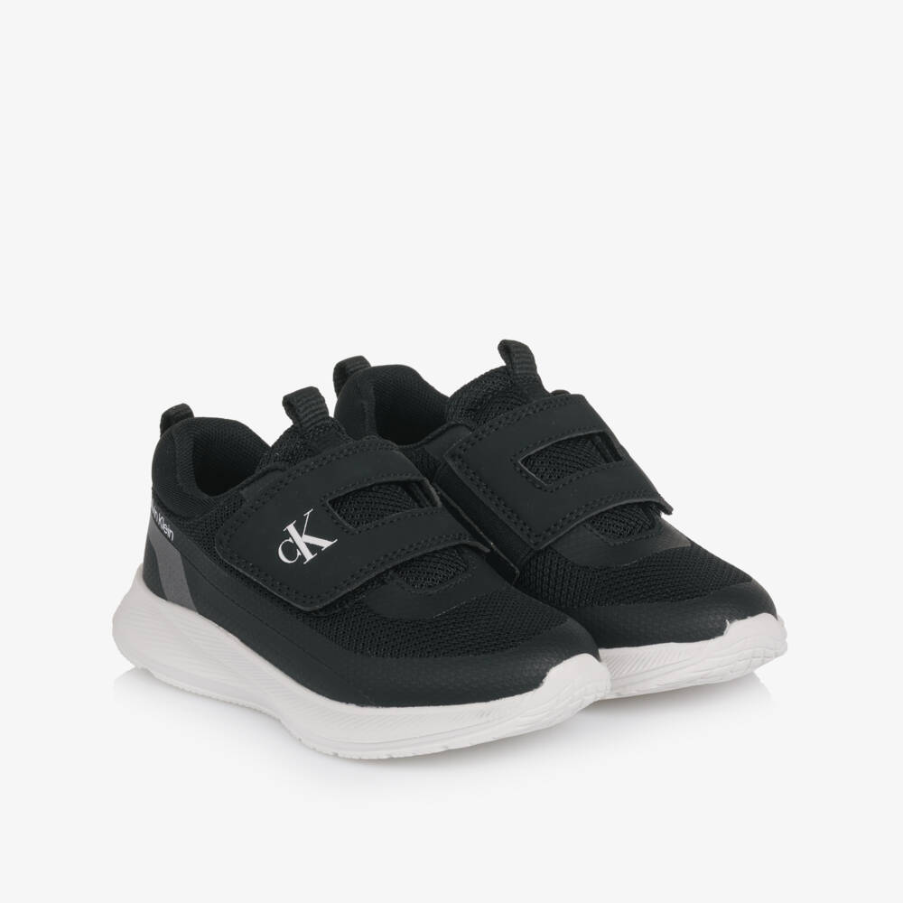 Calvin Klein-Black Mesh Trainers with Velcro Fastening | Childrensalon