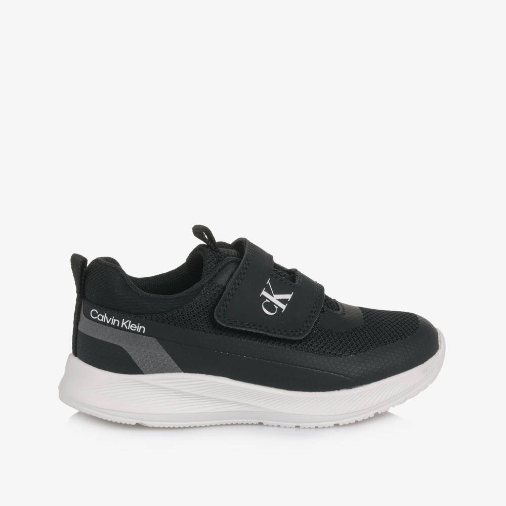 Calvin Klein-Black Mesh Trainers with Velcro Fastening | Childrensalon