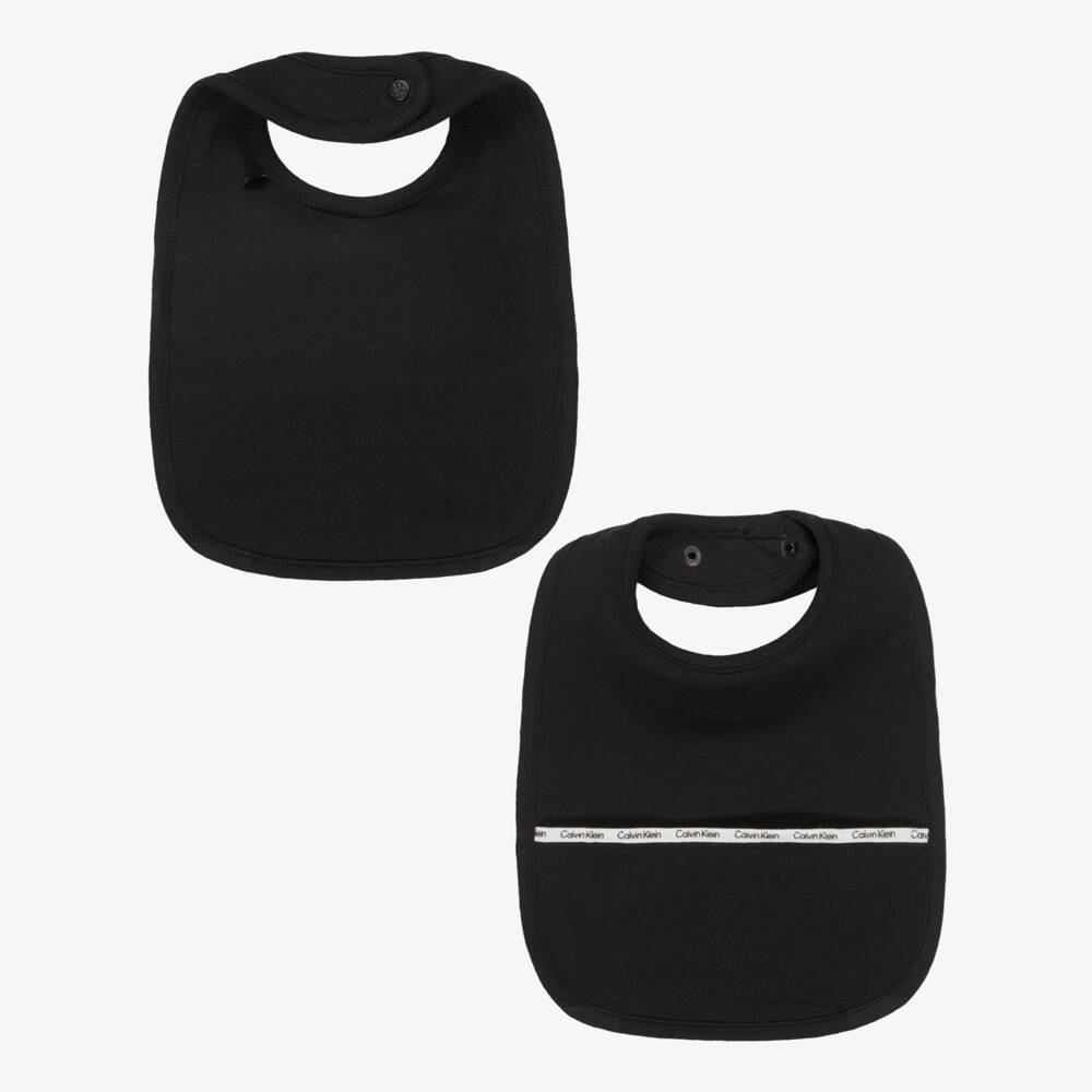 Calvin Klein-طقم بودي سوت ومريلة قطن لون أسود وأبيض | Childrensalon