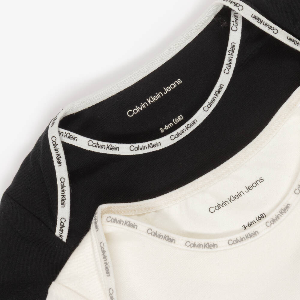 Calvin Klein-Black & White Cotton Bodysuit & Bib Set | Childrensalon