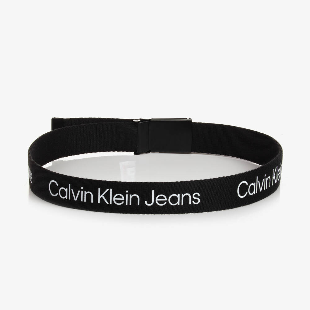 Calvin Klein-Black & White Logo Web Belt | Childrensalon