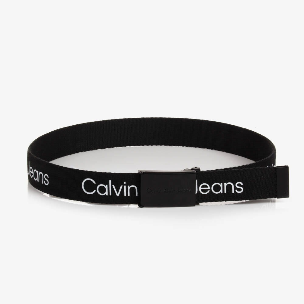 Calvin Klein-Black & White Logo Web Belt | Childrensalon