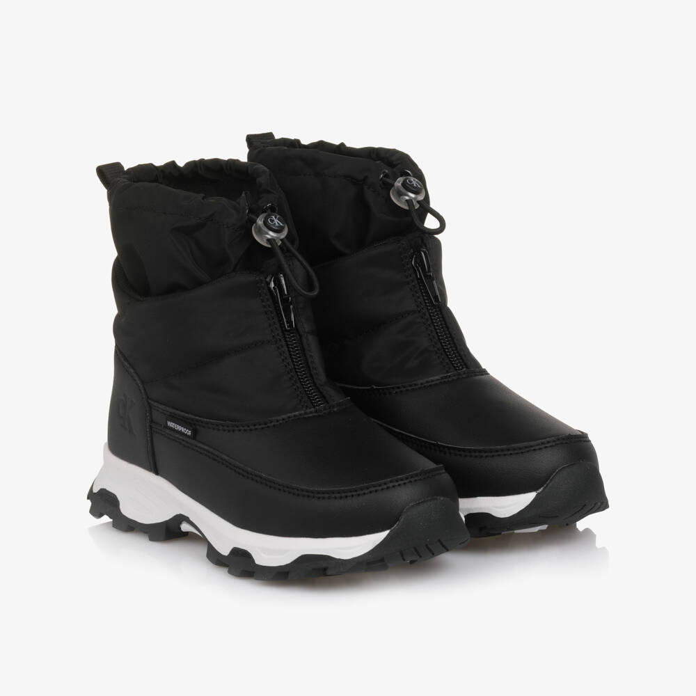 Calvin Klein-Black & White Snow Boots with Toggle & Zip | Childrensalon