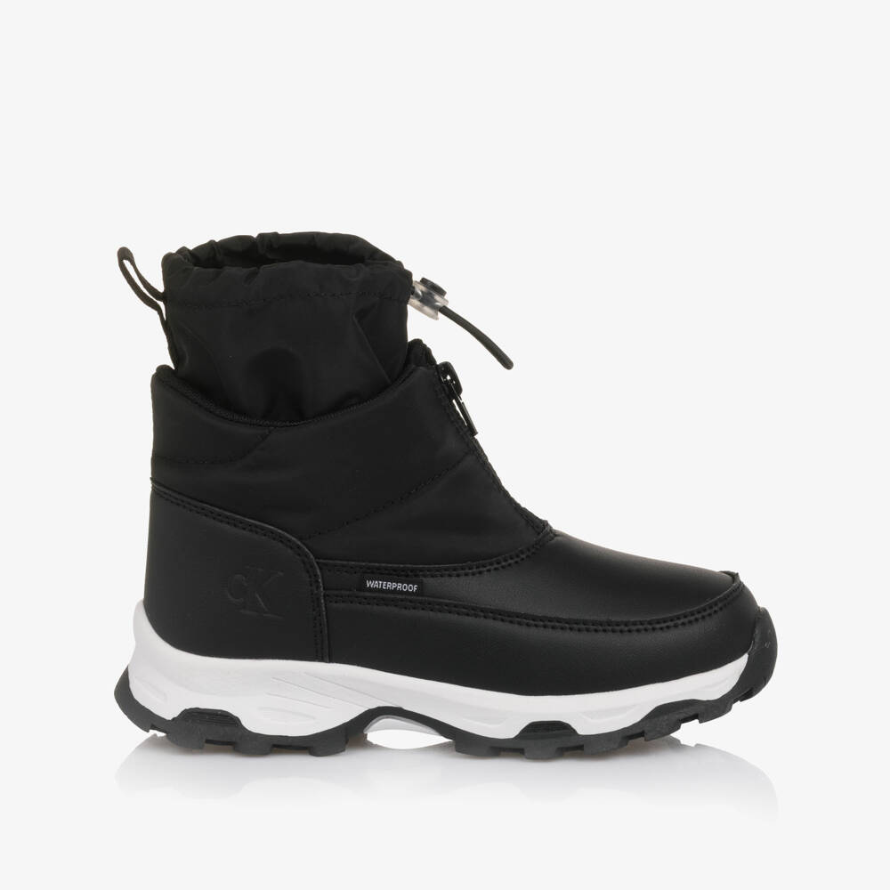 Calvin Klein-Black & White Snow Boots with Toggle & Zip | Childrensalon