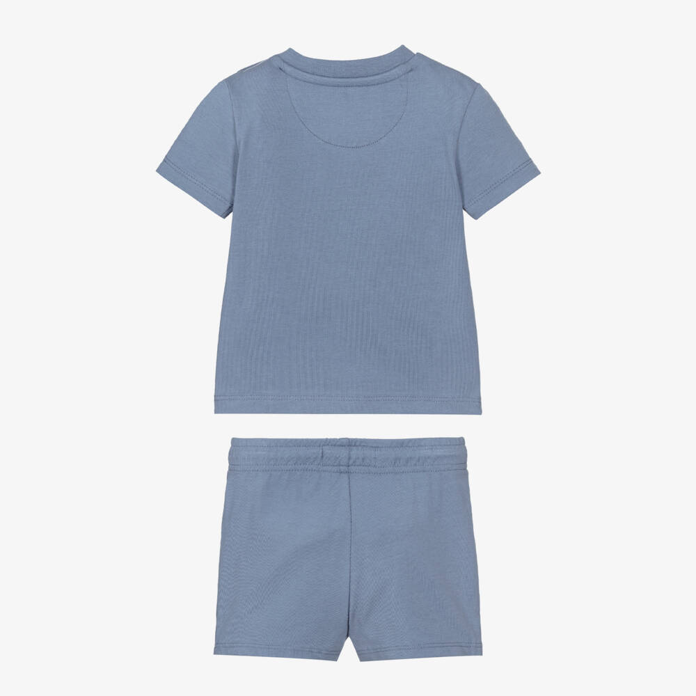 Calvin Klein-طقم شورت قطن جيرسي لون أزرق | Childrensalon