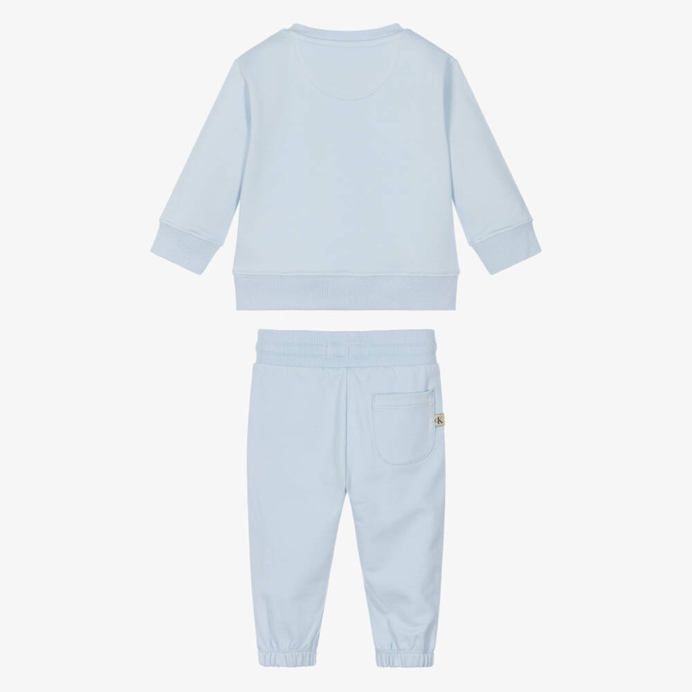 Calvin Klein-Blue Cotton Tracksuit with Bouclé Logo | Childrensalon