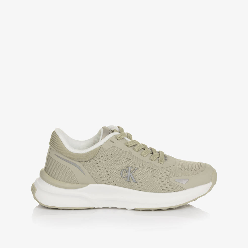 Calvin Klein-Boys Beige Slip On Trainers with Reflective Logo | Childrensalon