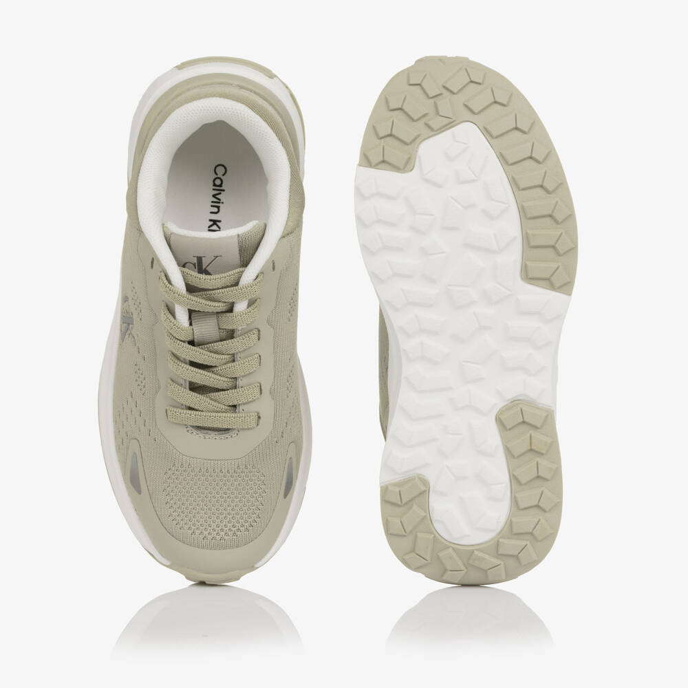 Calvin Klein-Boys Beige Slip On Trainers with Reflective Logo | Childrensalon