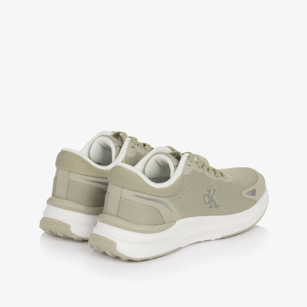 Calvin Klein-Boys Beige Slip On Trainers with Reflective Logo | Childrensalon
