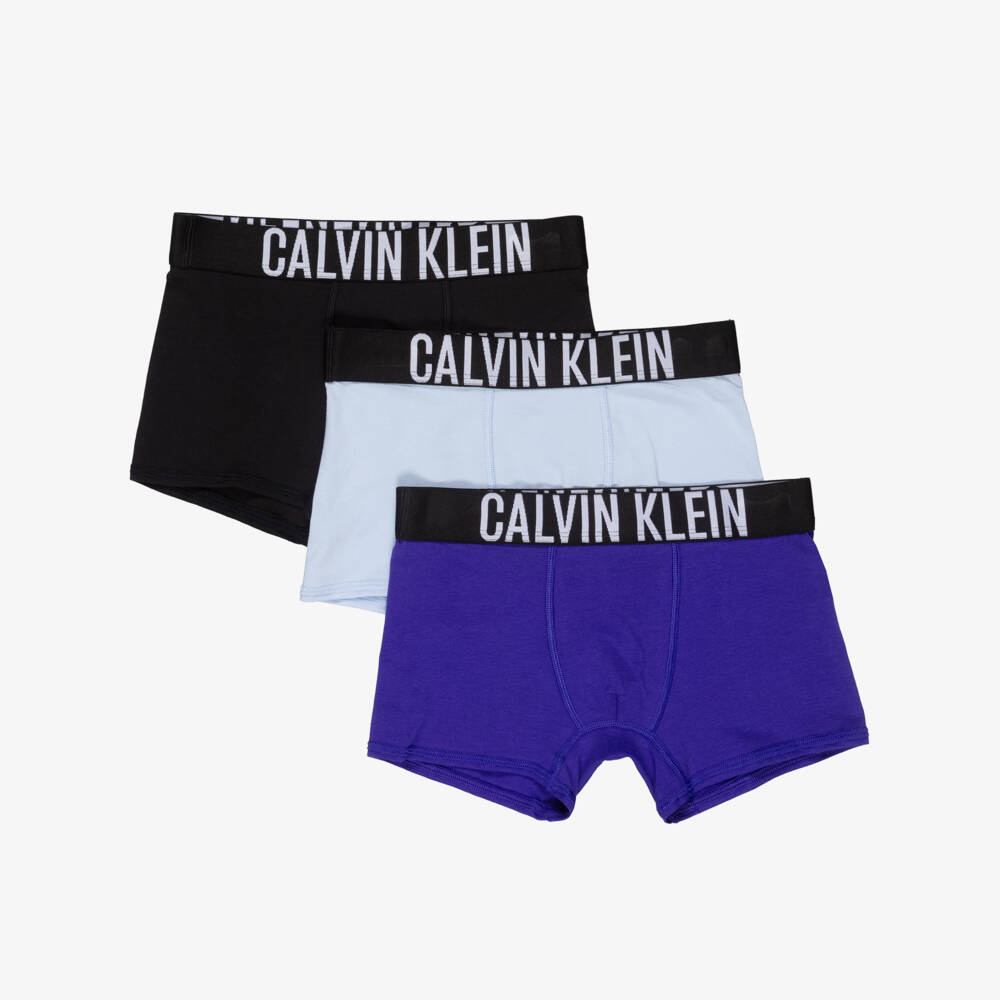 Calvin Klein-Boys Black & Blue Cotton Boxer Shorts (3 Pack) | Childrensalon