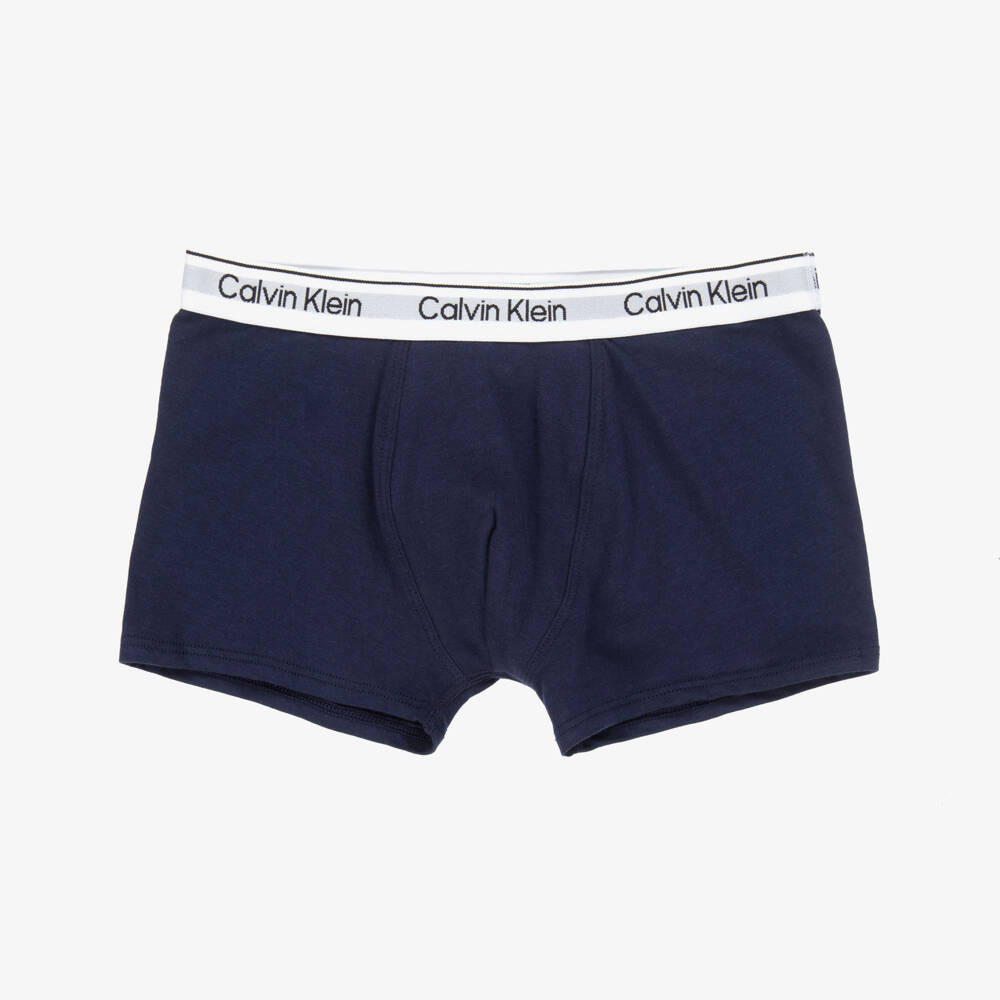 Calvin Klein-بوكسر قطن لون أسود وأزرق ورمادي (3 قطع) | Childrensalon