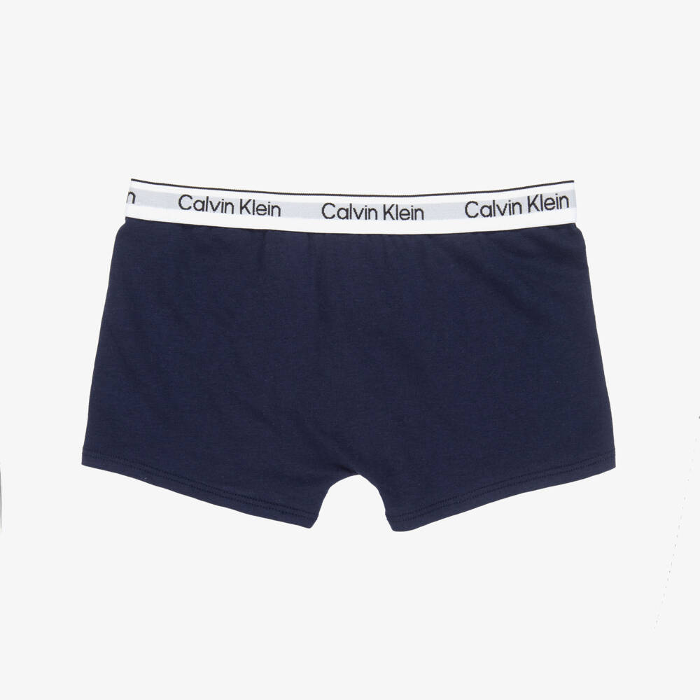 Calvin Klein-بوكسر قطن لون أسود وأزرق ورمادي (3 قطع) | Childrensalon