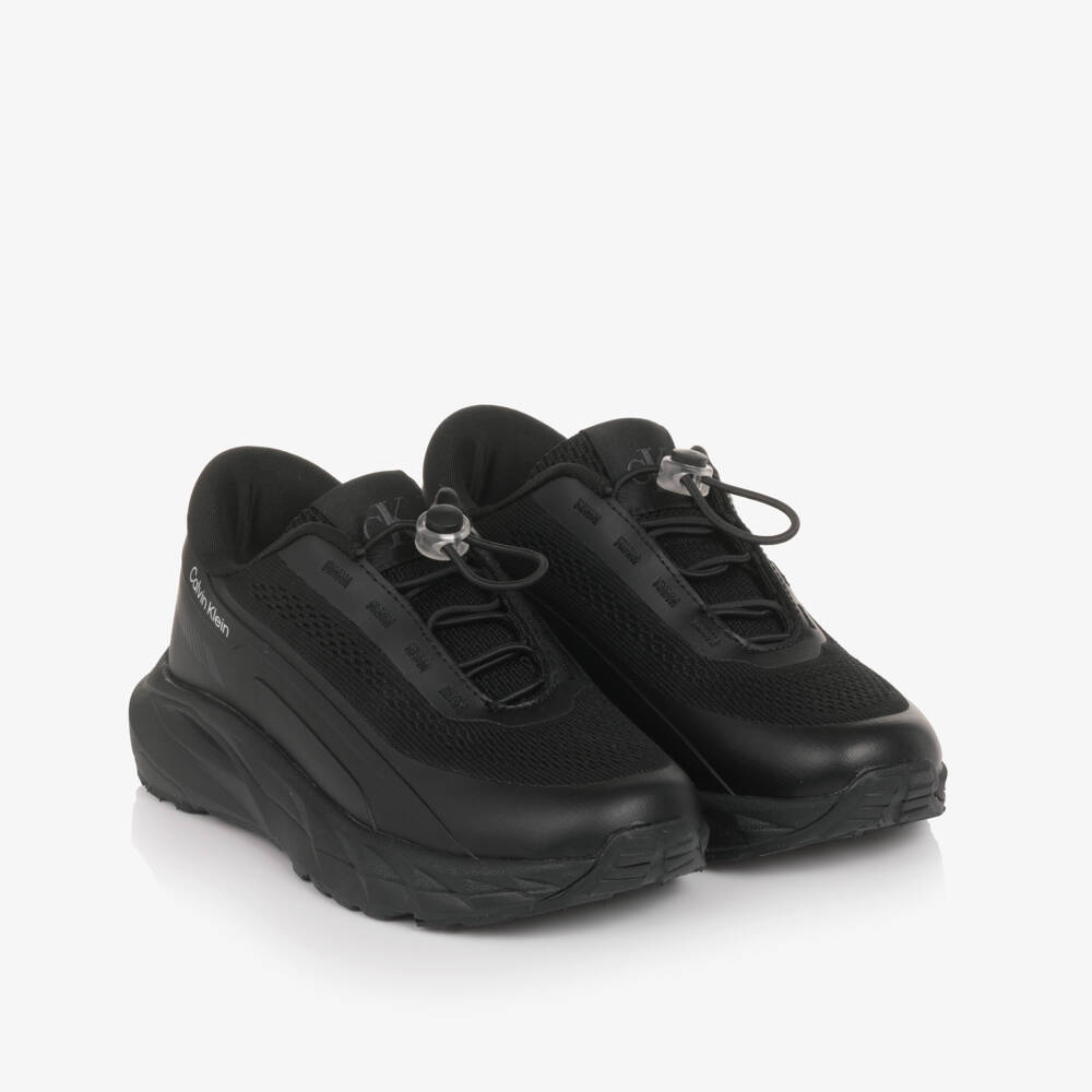Calvin Klein-Boys Black Bungee Lace Slip-On Trainers  | Childrensalon