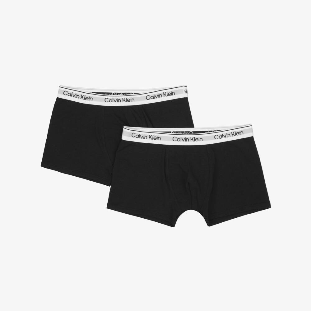 Calvin Klein-Boys Black Cotton Boxer Shorts (2 Pack) | Childrensalon